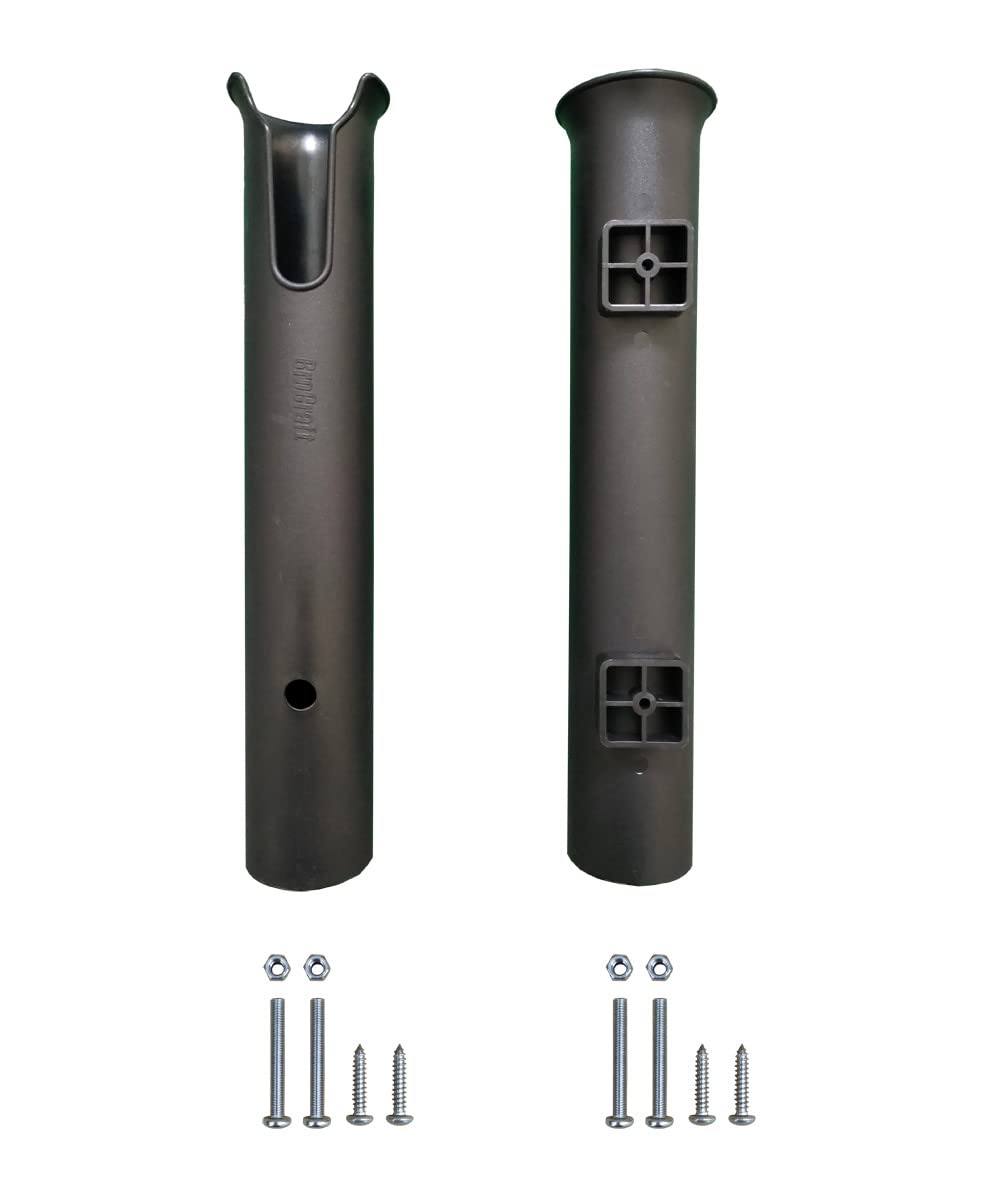 Brocraft black tackle rack rod holder, front view with easy access hole.