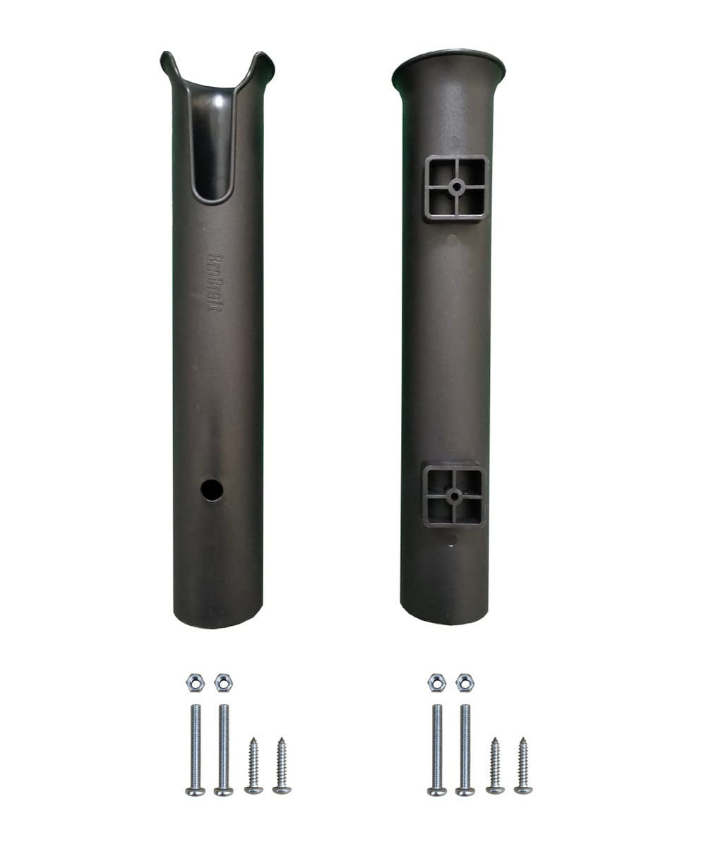 Brocraft black tackle rack rod holder, front view with easy access hole.