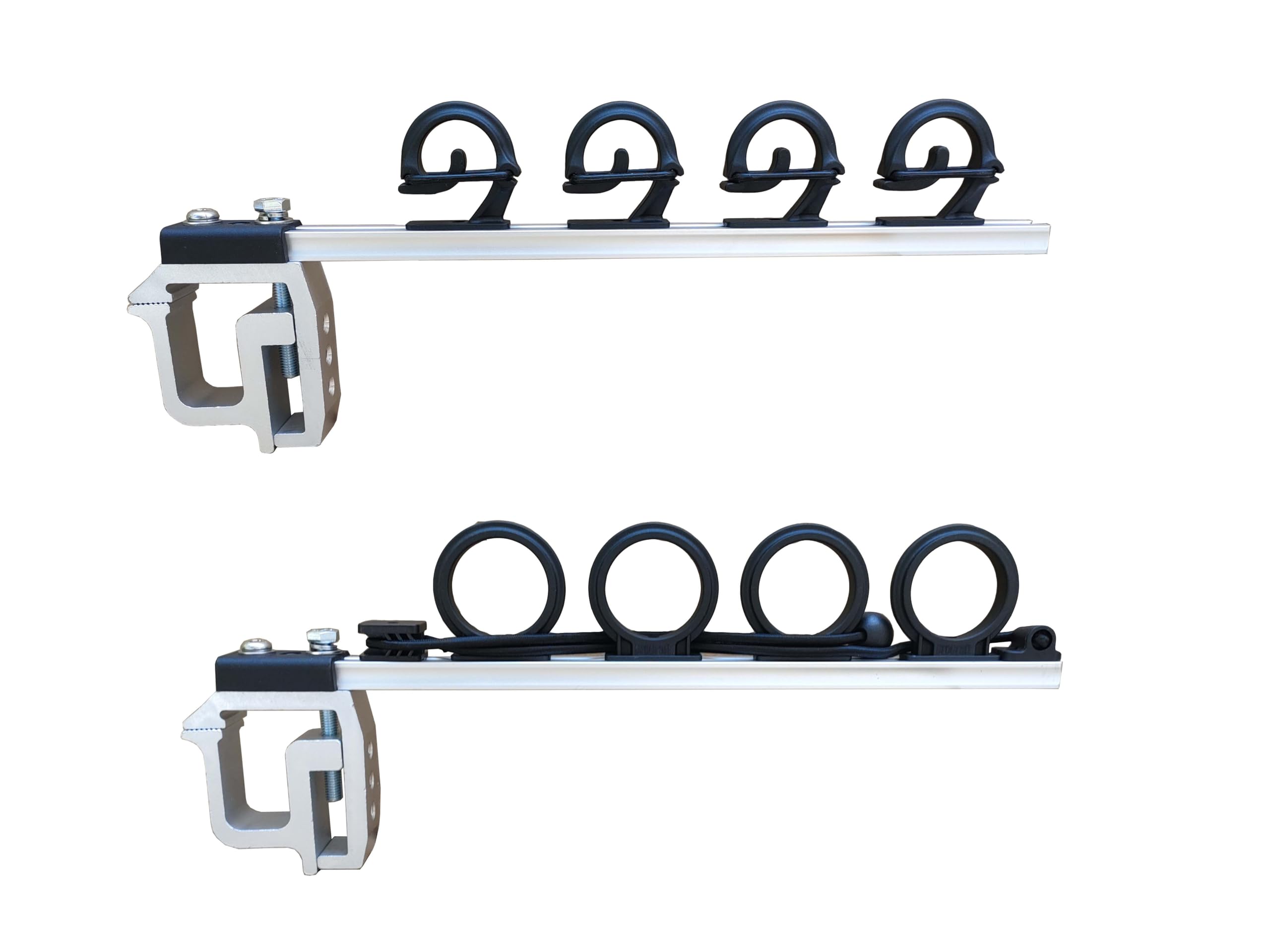 Close-up view of the clamp-on mounting system for Brocraft rod holder