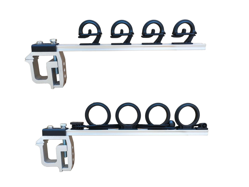 Close-up view of the clamp-on mounting system for Brocraft rod holder