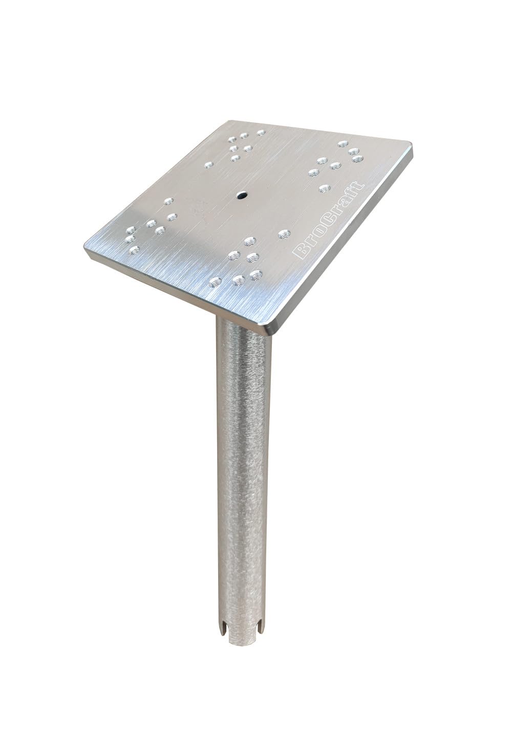 Brocraft universal downrigger gimbal mount, top view, securing in a recessed rod holder.