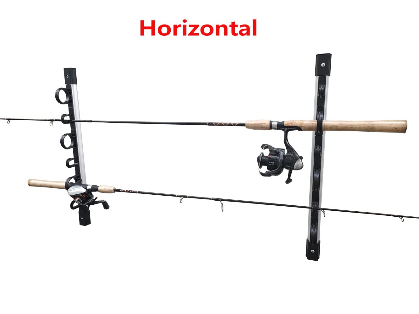 Brocraft wall-and-ceiling rod storage system adapts to garage, boat, or camper setups.