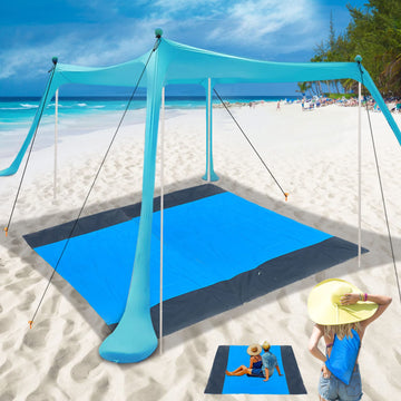 BRONOM Beach Canopy 11x11 front view shows spacious shade for families.