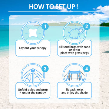 BRONOM Beach Canopy includes a lightweight blanket for extra beach comfort.