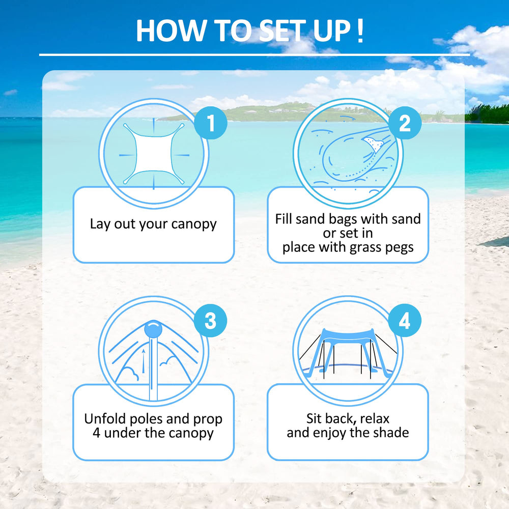 BRONOM Beach Canopy includes a lightweight blanket for extra beach comfort.