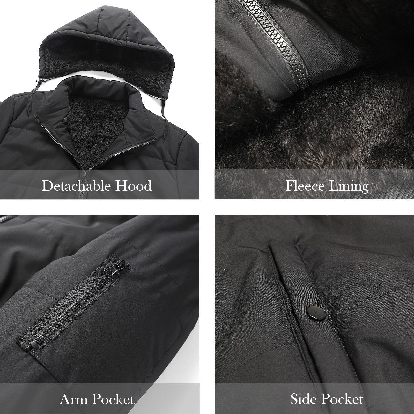 Brooklen winter jacket black color display for everyday wear.