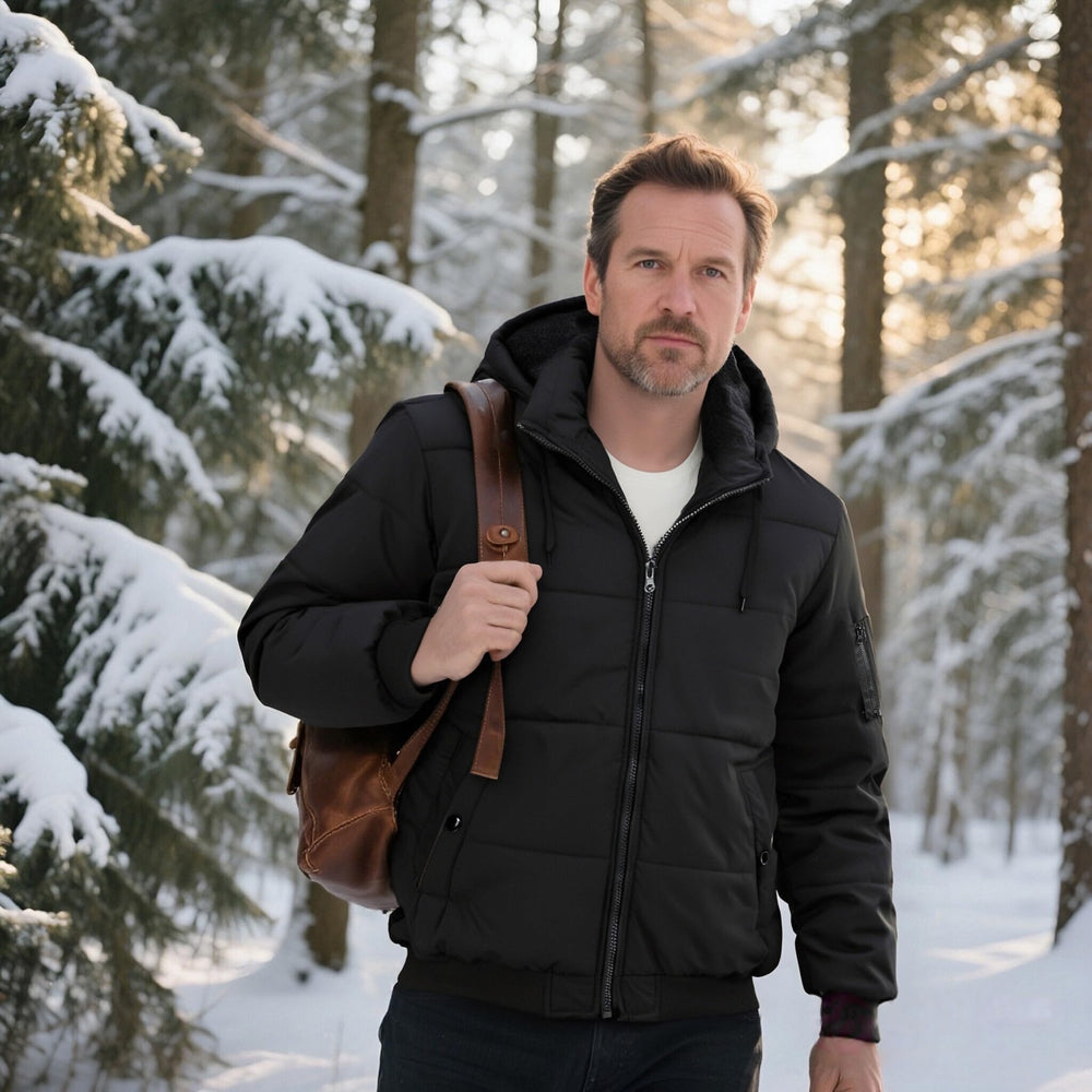 Brooklen winter jacket cuffs and high-neck detail lock in warmth.