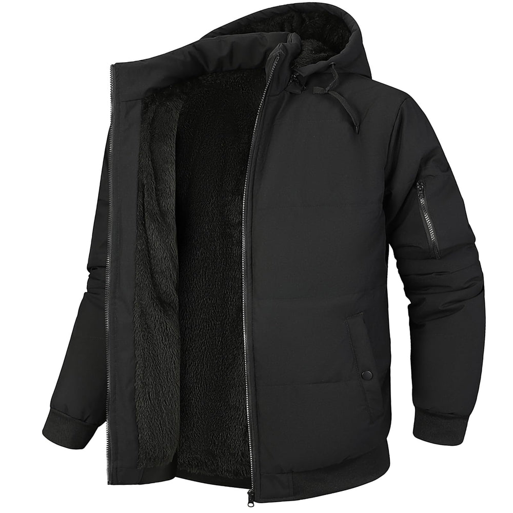 Brooklen winter jacket fleece-lined interior offers soft comfort against cold.