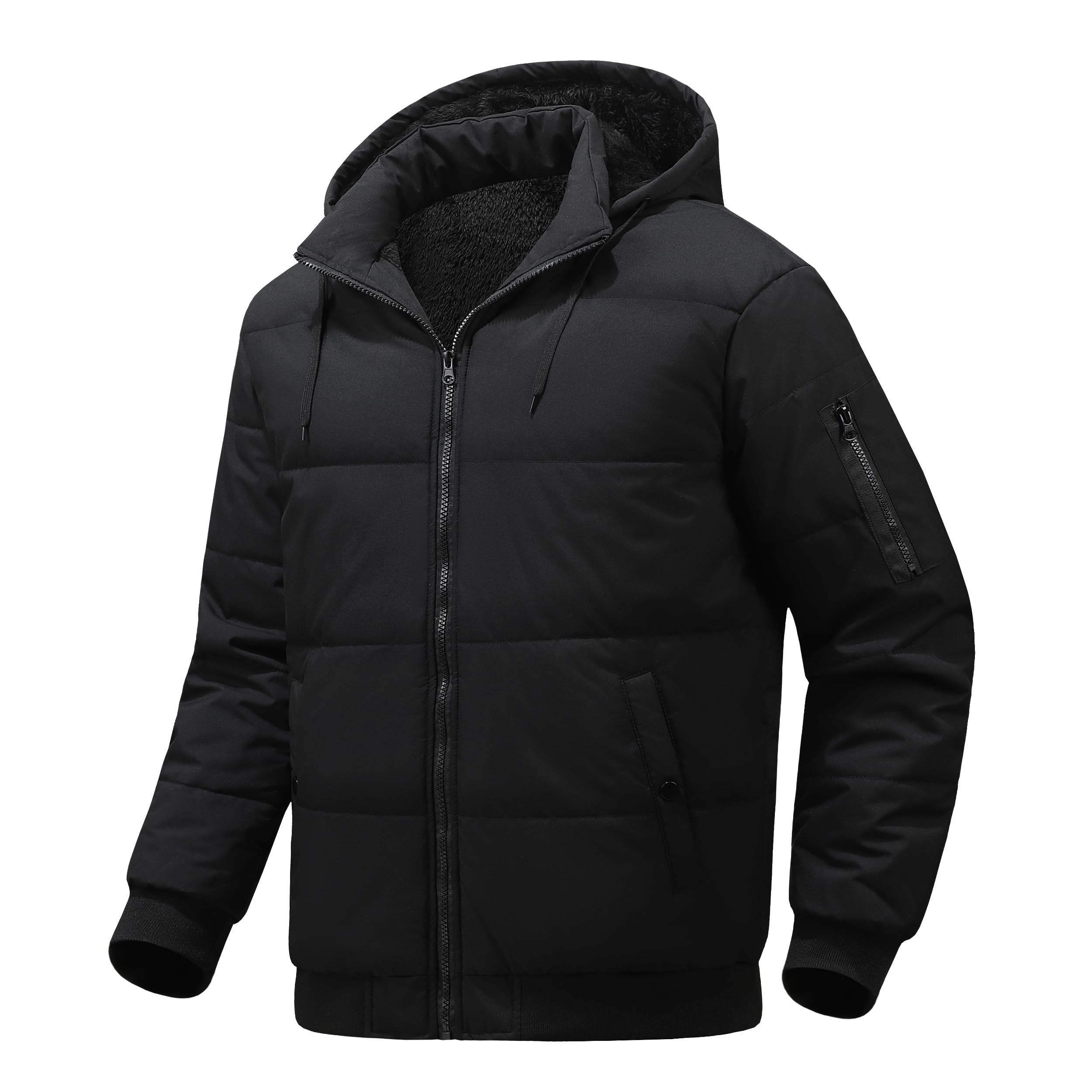 Brooklen winter jacket front view with detachable hood for versatile outdoor wear.