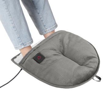 Brookstone Electric Foot Warmer with plush sherpa lining delivers luxurious cozy warmth at home.