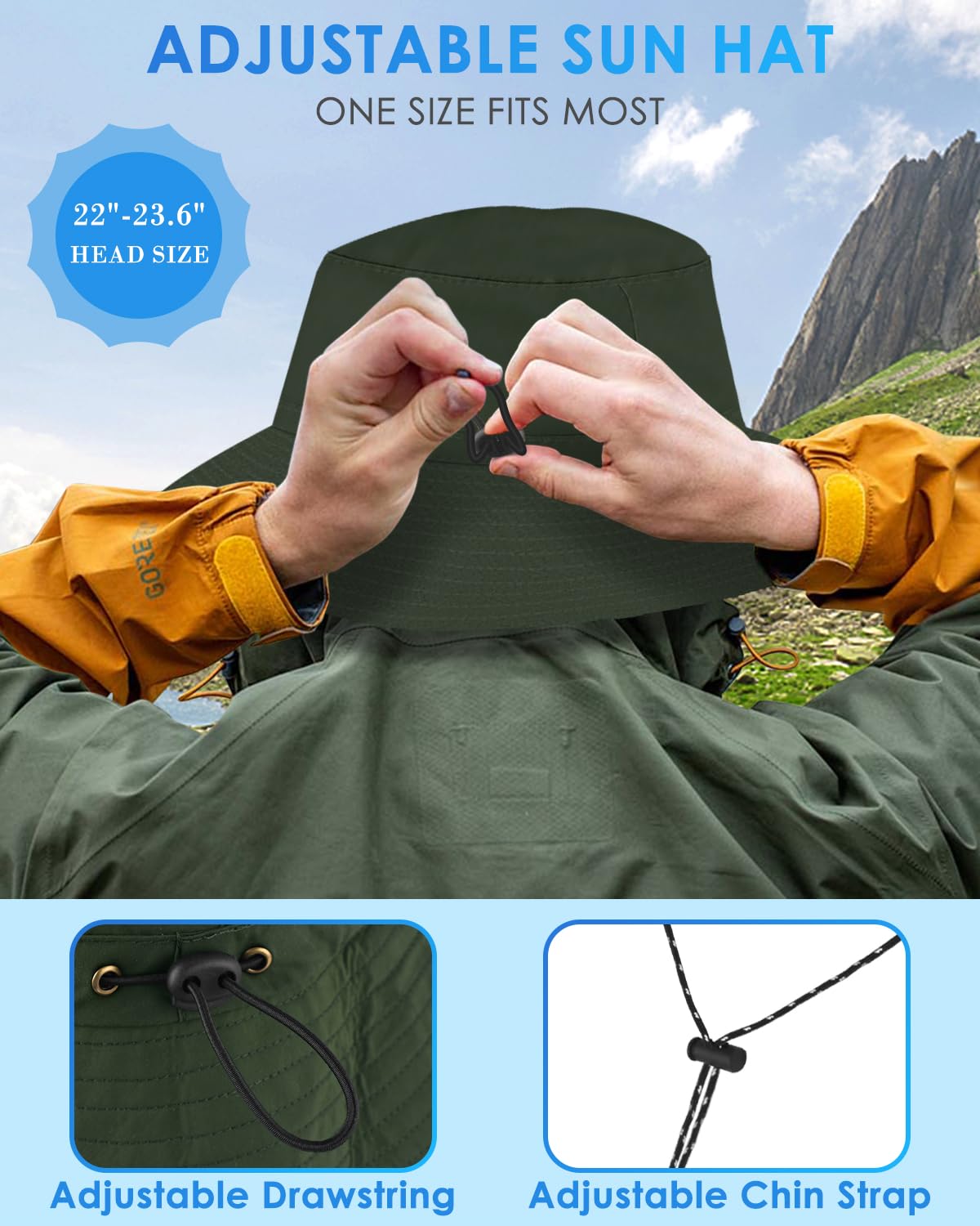Waterproof packable boonie hat made of nylon and polyester