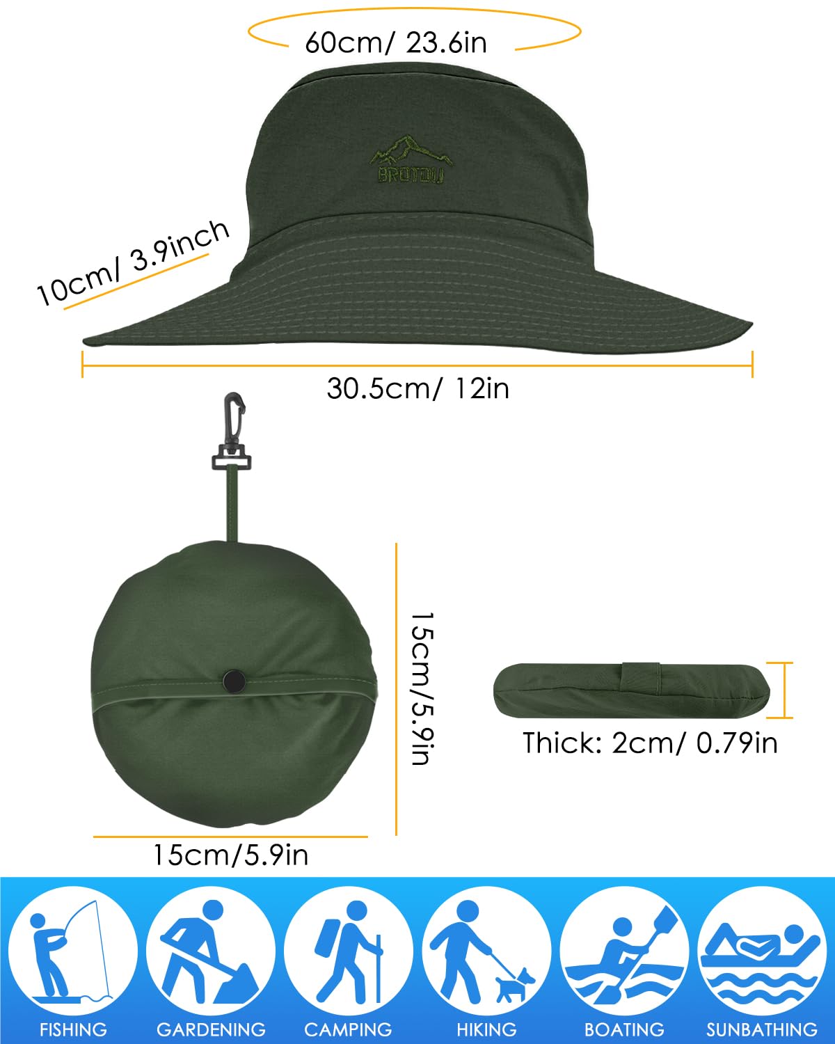 Great for hiking, fishing, gardening and beach trips