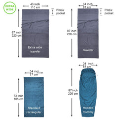 BROWINT silk sleeping bag liner hooded mummy 87x34 adds warmth and compact packing.