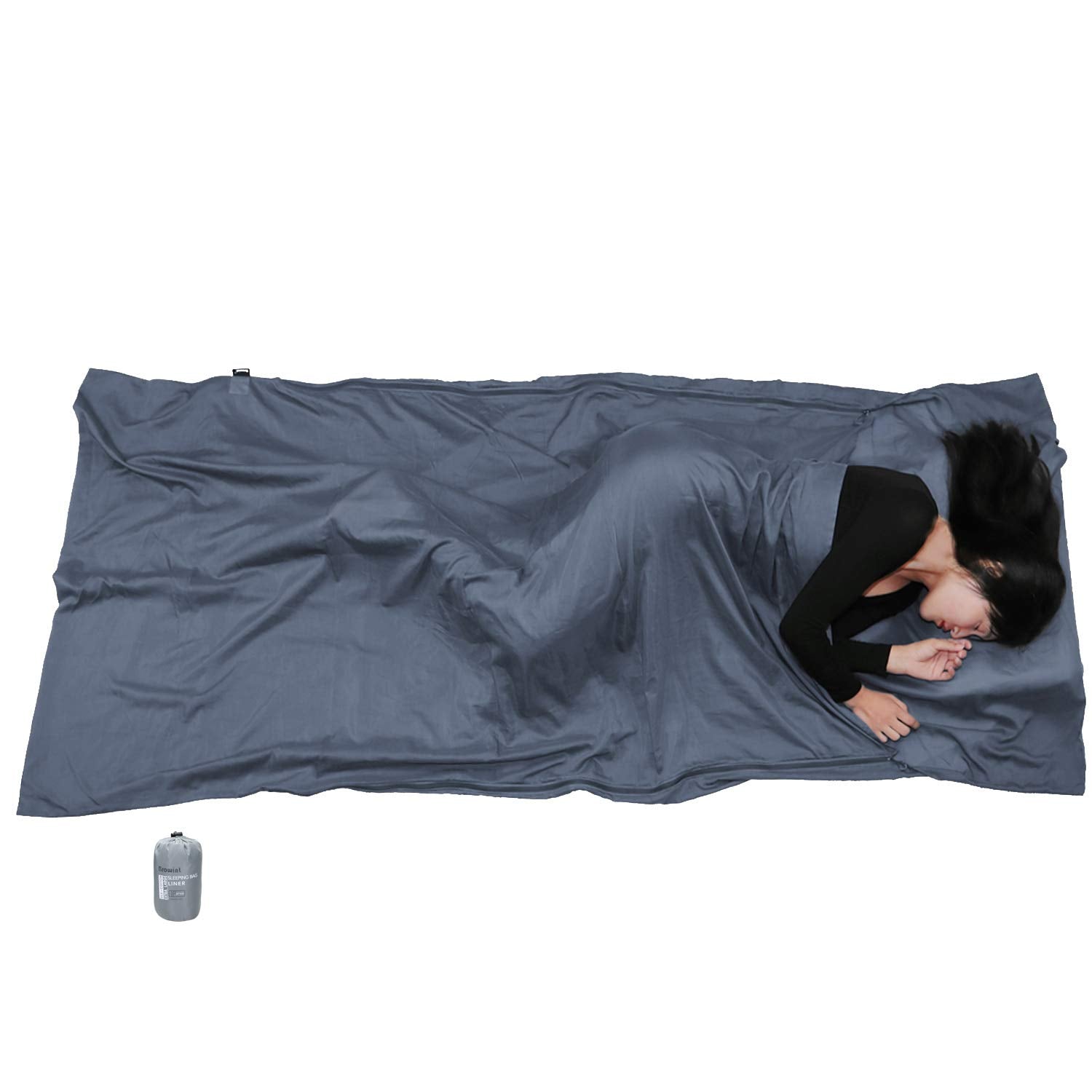 BROWINT travel sheet with double zippers for easy side-entry while traveling
