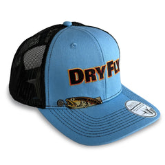Front view of Brown Trout Rising Magnet Hat in Blue Wing