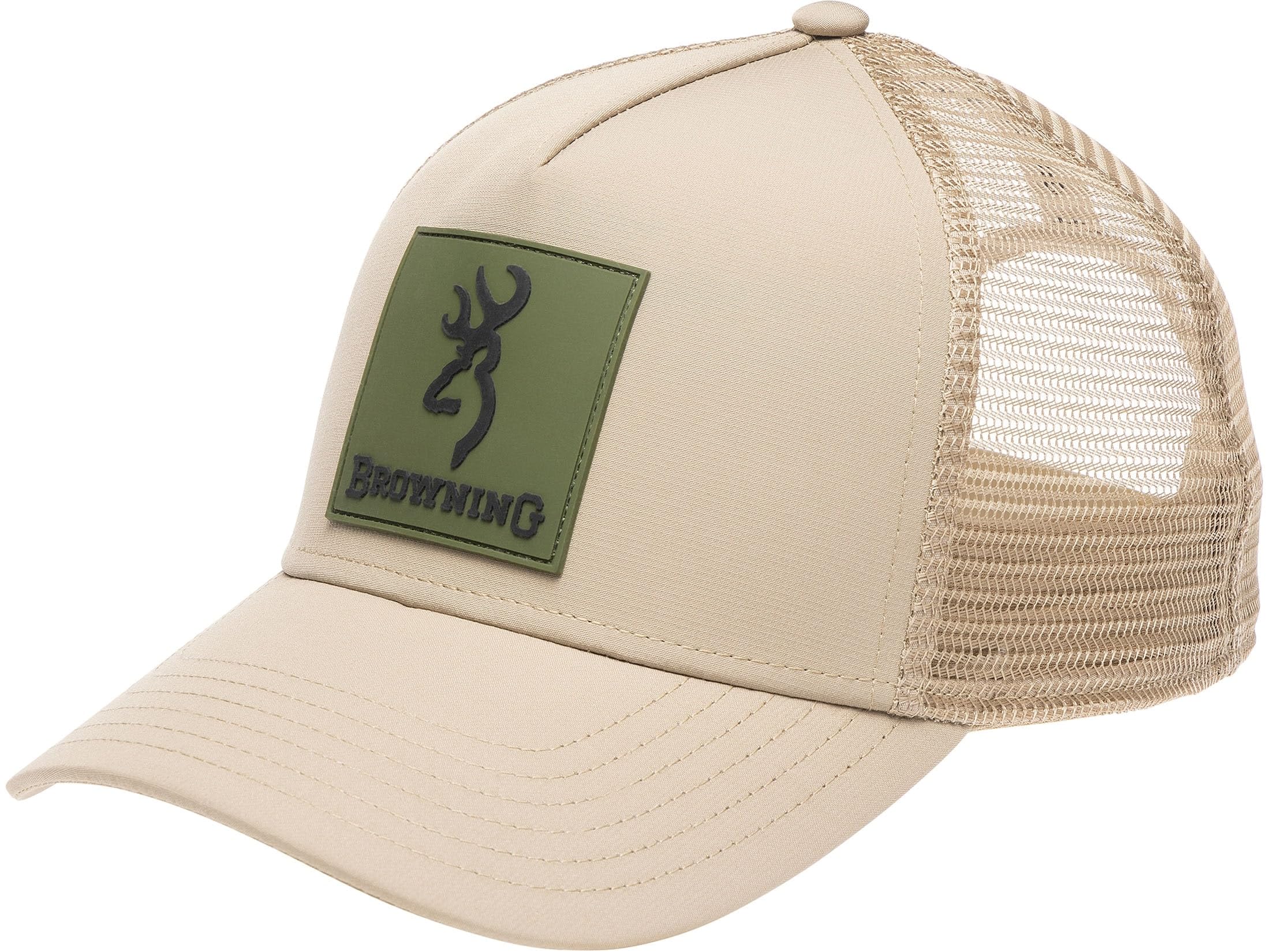 Browning Newton cap front view in tan, lightweight and breathable for outdoor wear
