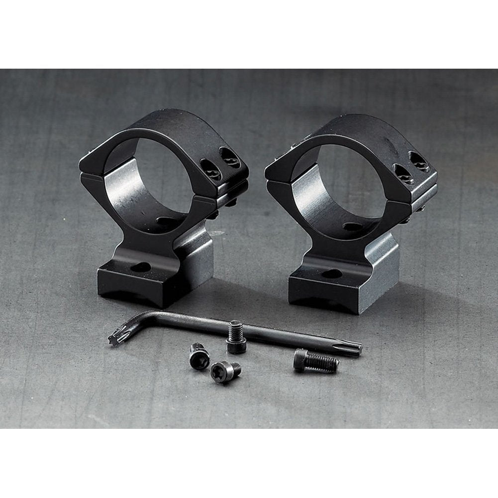 Browning A-Bolt integrated ring base front view shows ultra-rigid mount for reliable scope alignment.