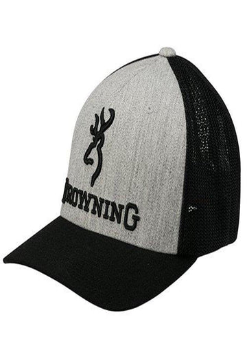 Browning cap in branded heather black with flex-fit for daily wear and outdoor adventures.