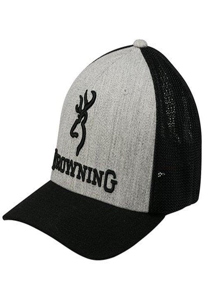 Browning cap in branded heather black with flex-fit for daily wear and outdoor adventures.
