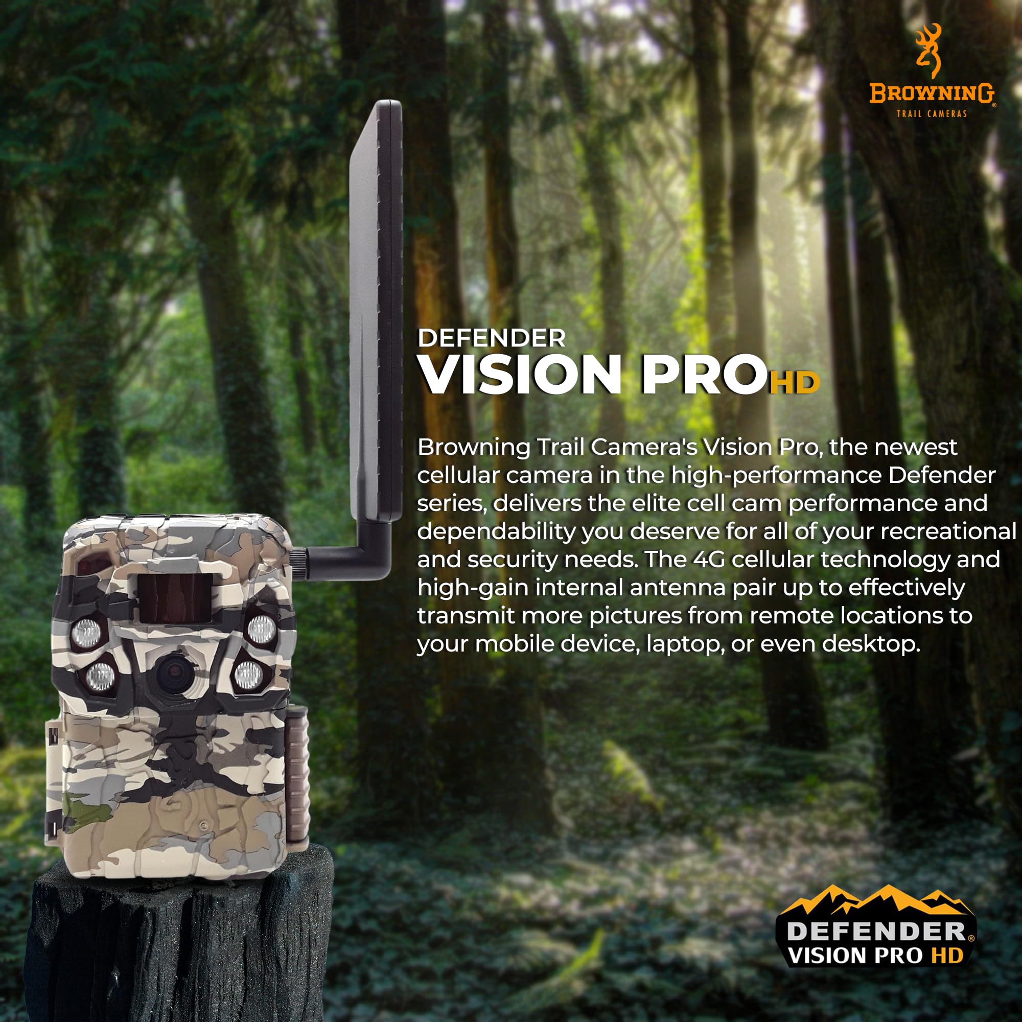 Browning Defender Vision Pro HD cam rear view showing rugged field-ready housing