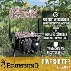 Browning Dove Shooter seat detail highlighting extra-wide width for long sits.