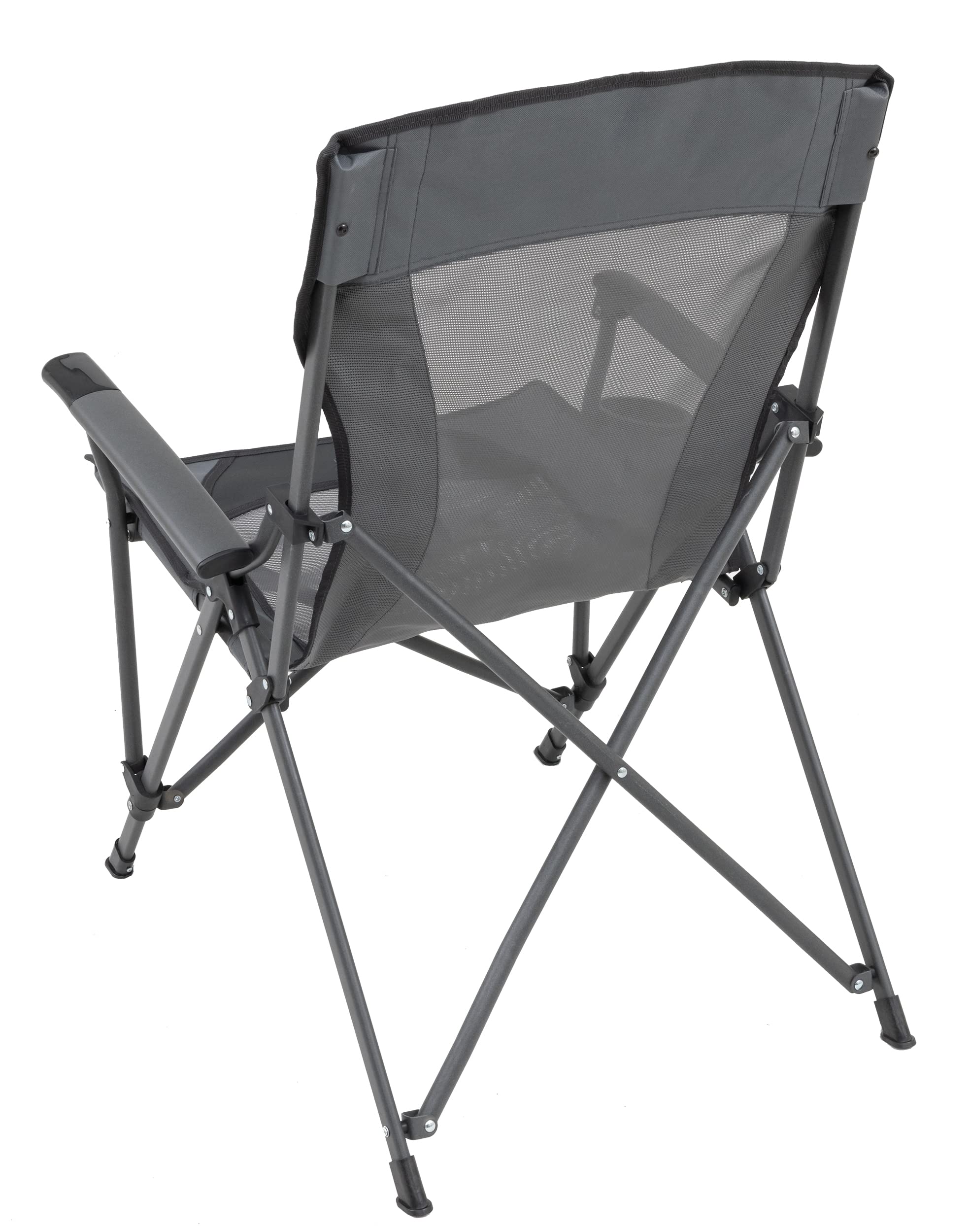 Browning chair armrest-cup-holder keeps drinks within reach.