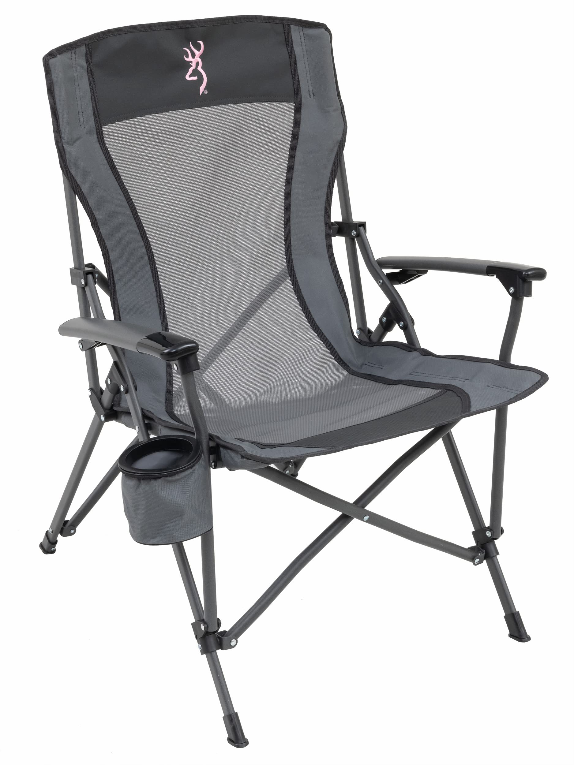 Browning folding camping chair mesh-seat for breathable outdoor comfort.
