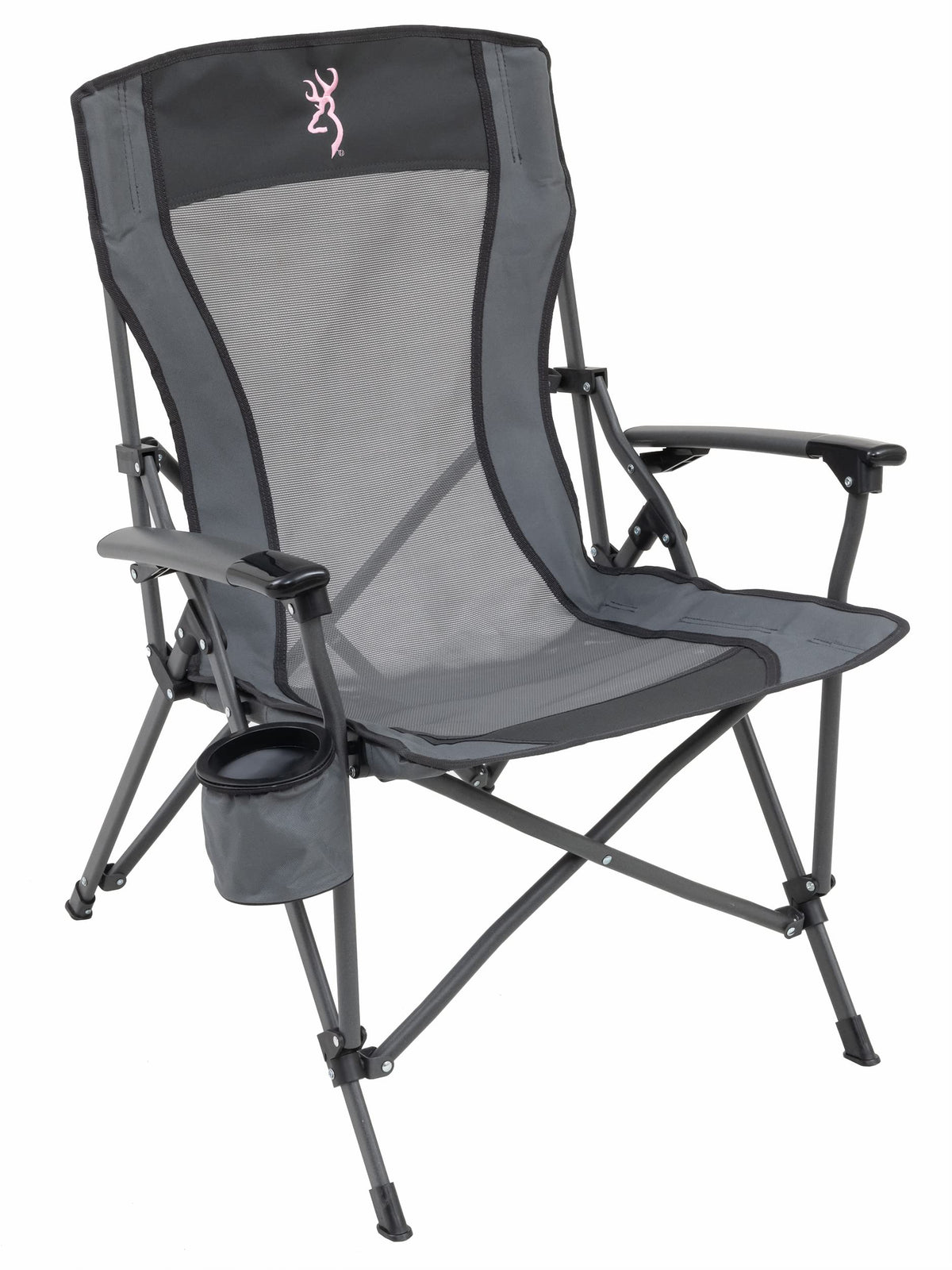 Browning folding camping chair mesh-seat for breathable outdoor comfort.