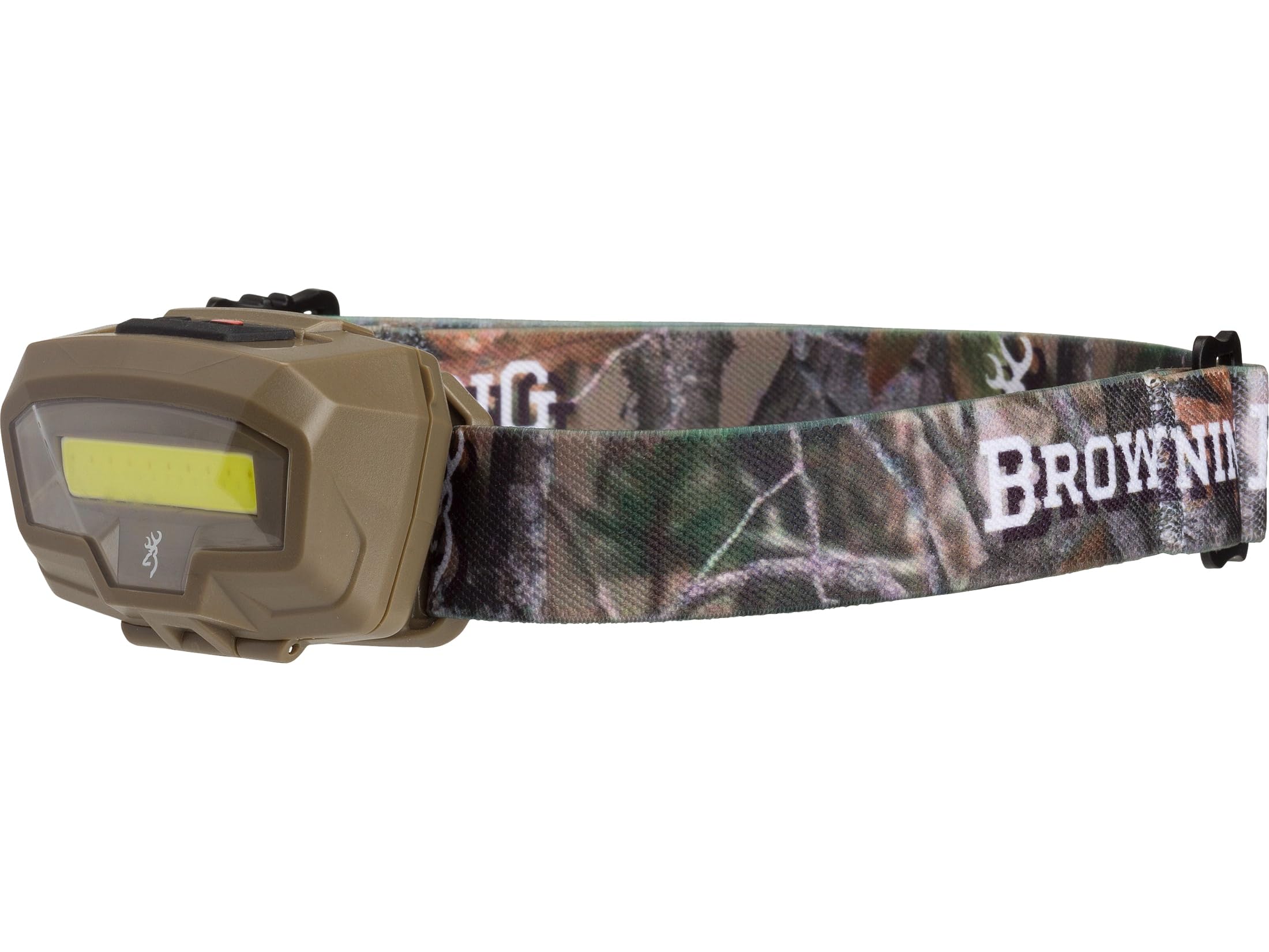 Browning Night Gig Headlamp camo headstrap designed for rugged outdoor use.