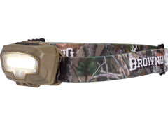 Browning Night Gig Headlamp wide-angle beam for broad hands-free illumination.