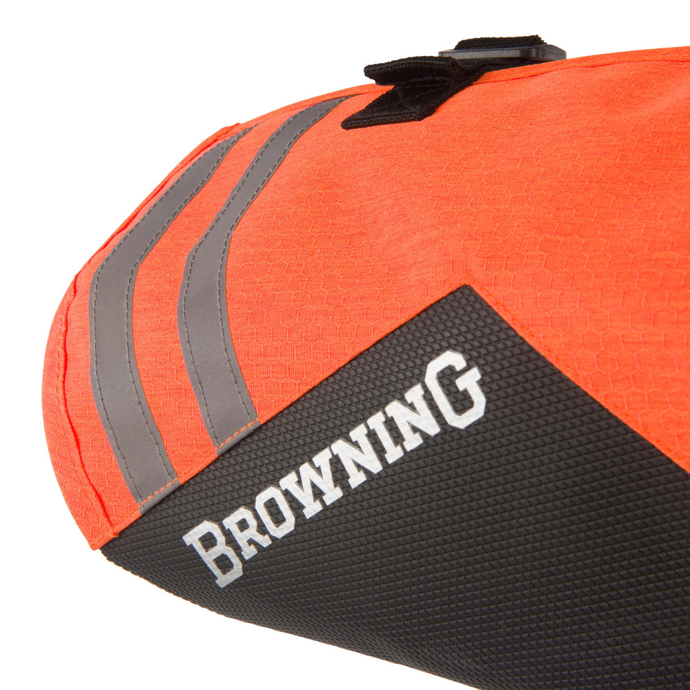 Browning hi-vis vest showing side buckles and adjustable fit for secure wear