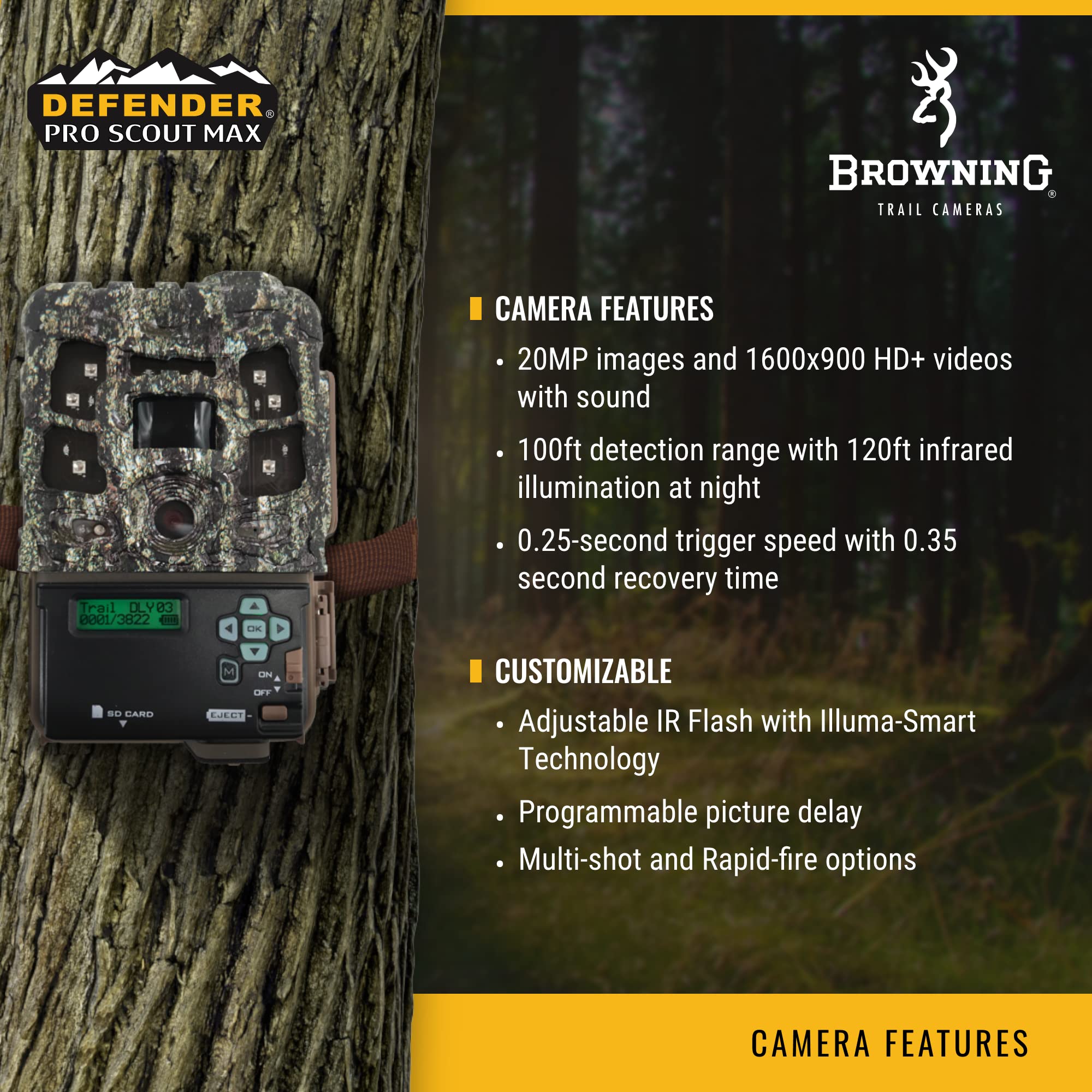 Browning Pro Scout Max 4G LTE connectivity enables fast image uploads.
