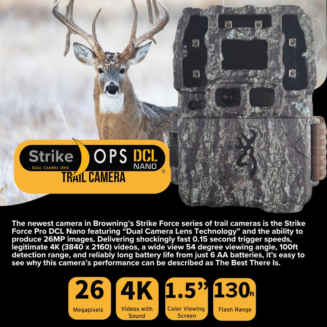 Browning Strike Force Pro DCL Nano night infrared illumination delivers clear low-light trail images.