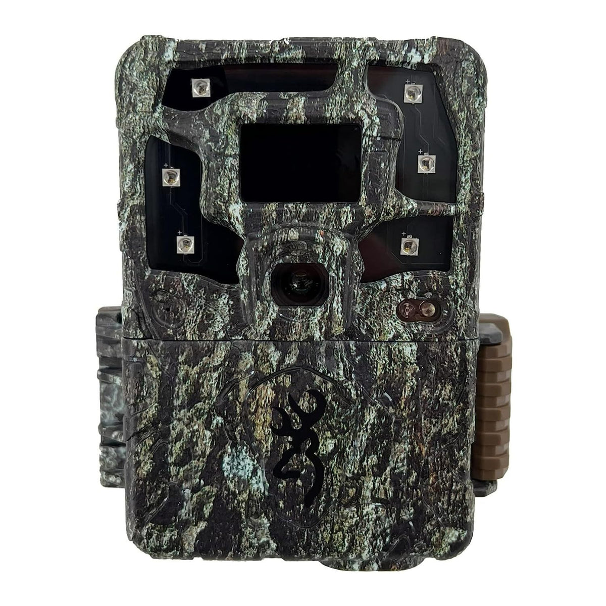 Browning Strike Force Pro X 1080 front view showing rugged camo housing for field monitoring.