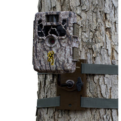 Browning Trail Camera Tree Mount close-up highlights rugged steel for reliable field mounting.