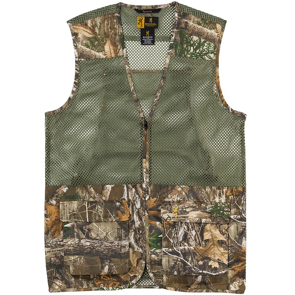 Browning Upland Dove Vest Realtree Edge front view, ideal for upland field concealment.