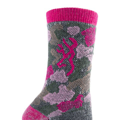 Browning women's daily wool camo socks in gray marl for everyday wear.