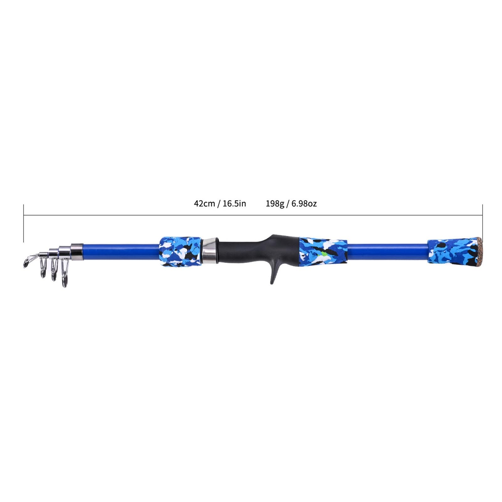 Brrnoo kids fishing pole blue ceramic guides improve line smoothness.