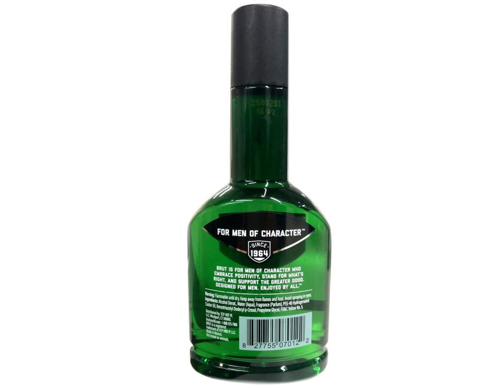 BRUT Classic Splash-On Fragrance label detail showing masculine notes and bold presentation