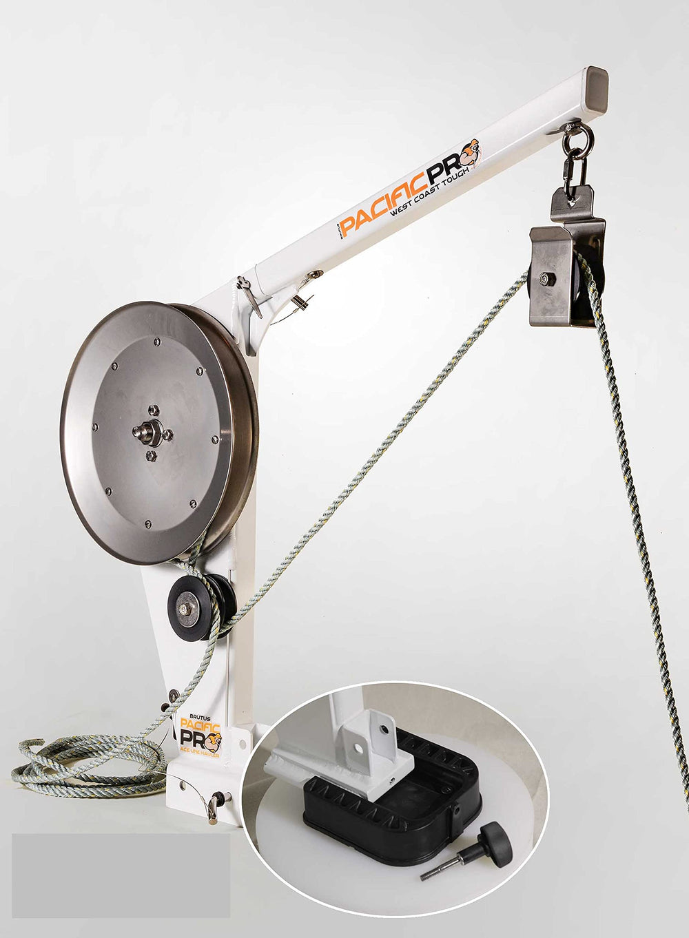 Brutus Pacific Pro downrigger mount for Cannon STX with rugged aluminum frame for durability