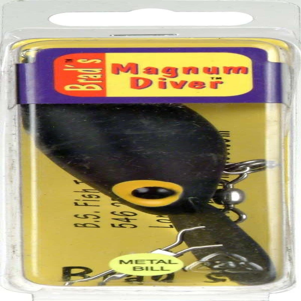B.S. Fish Tales Brads Bait Diver lure in black; versatile for trolling and diverse catches.