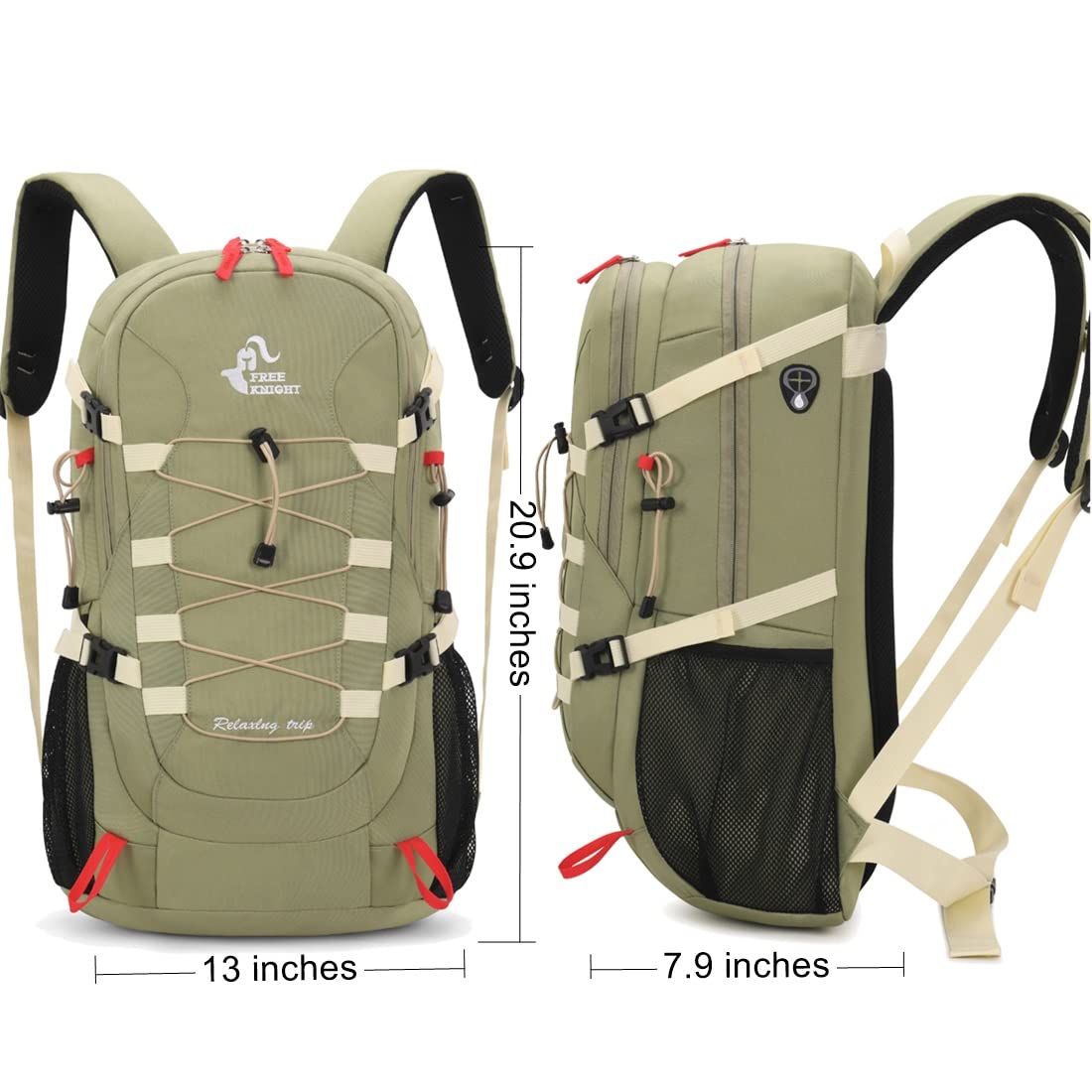 Bseash pea-green pack shows interior water bladder pocket for easy hydration.