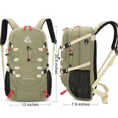 Bseash pea-green pack shows interior water bladder pocket for easy hydration.