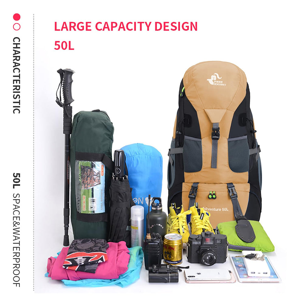 Bseash 50L hiking backpack compact dimensions fit airline carry-on