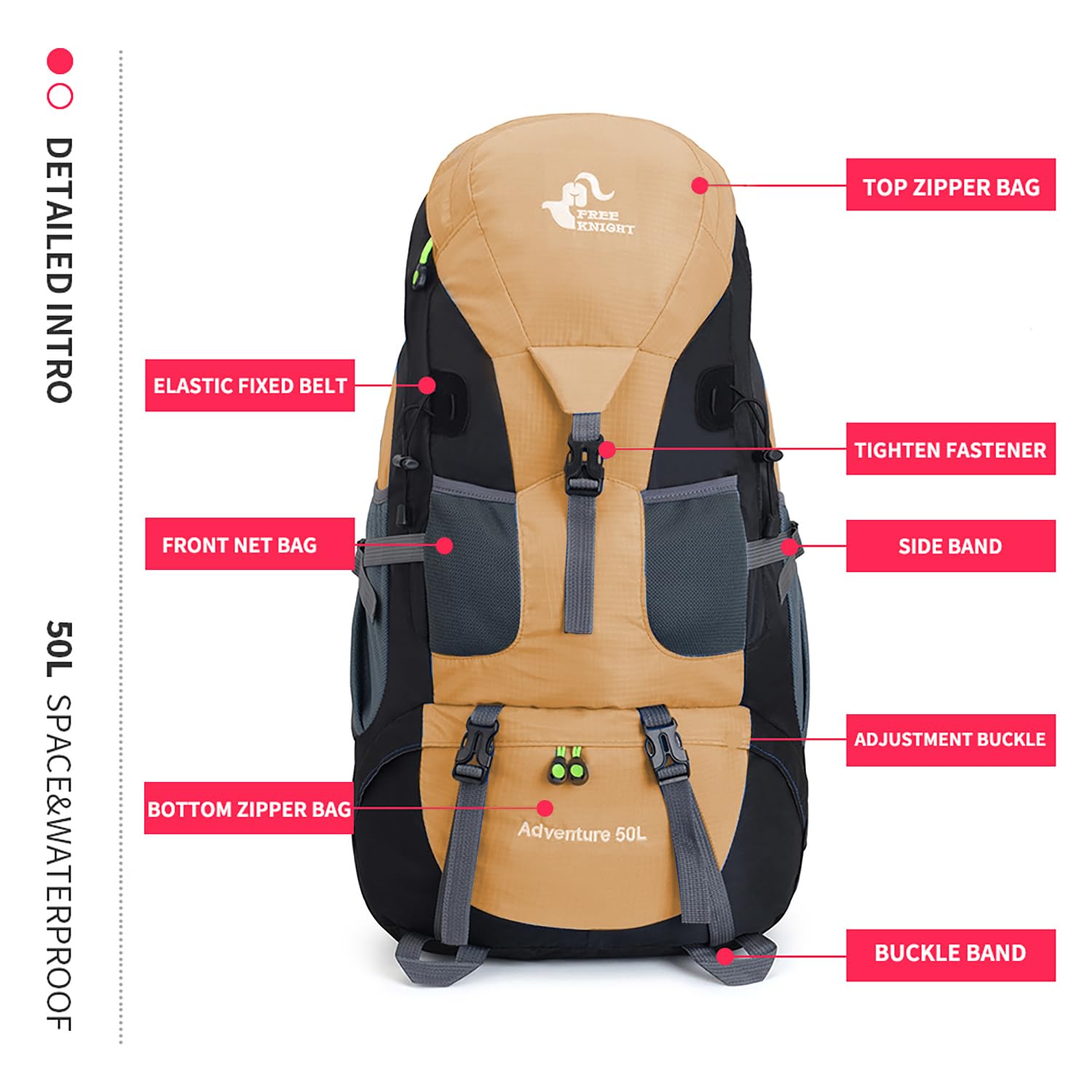 Bseash 50L hiking backpack lightweight design eases day-long carry