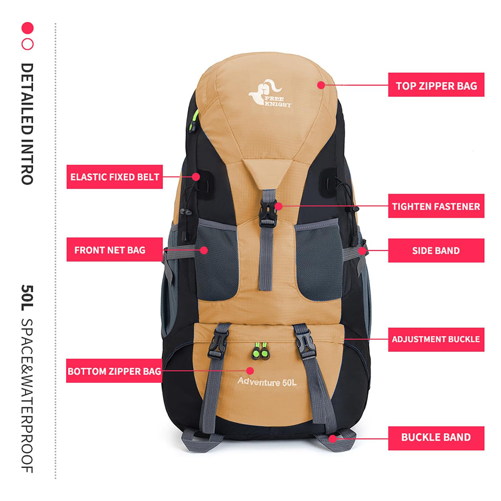 Bseash 50L hiking backpack lightweight design eases day-long carry