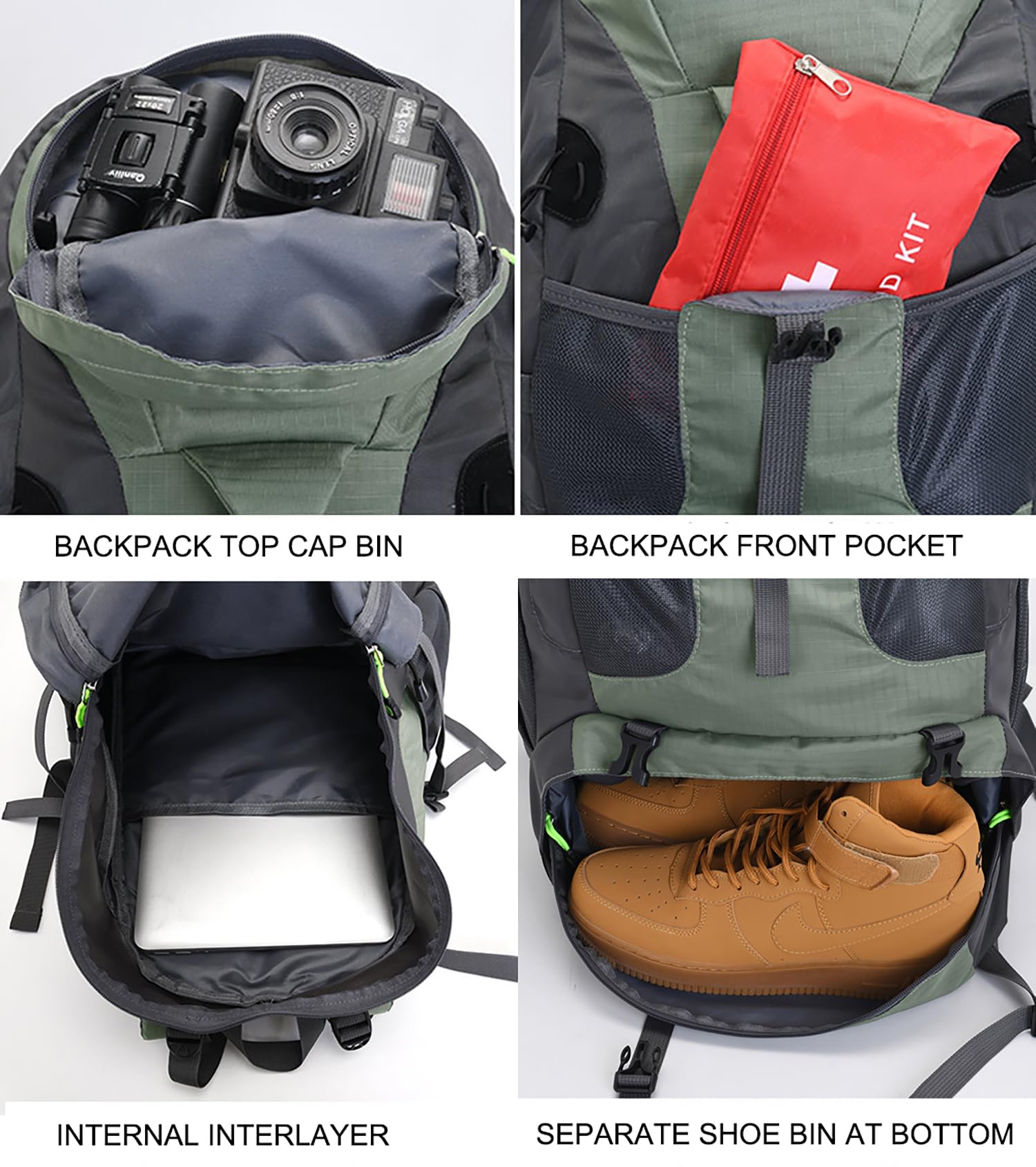 Bseash 50L hiking backpack main compartment holds travel essentials securely