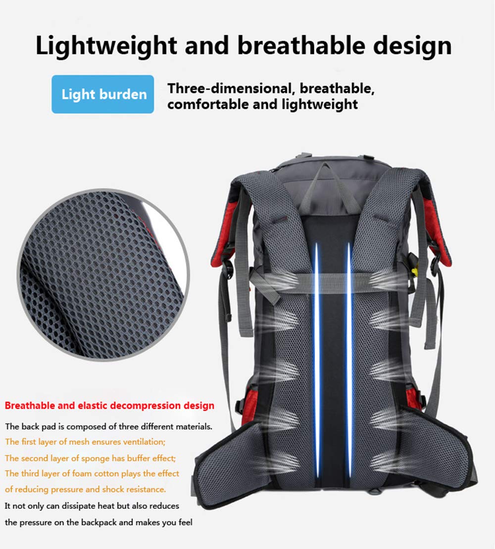 Bseash 60L backpack eight adjustable straps secure gear securely