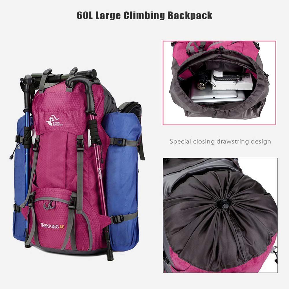 Bseash 60L backpack breathable back panel keeps you cool during climbs