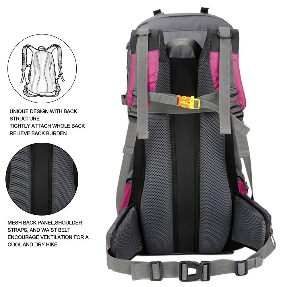 Bseash 60L backpack side water bottle pocket for easy hydration